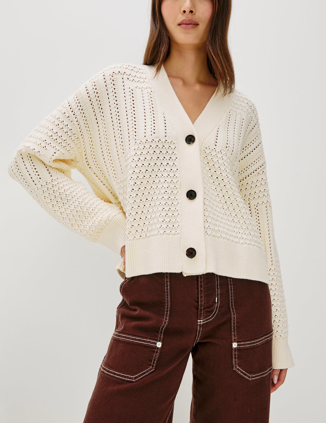 Geneva Cardigan Ivory Pointelle