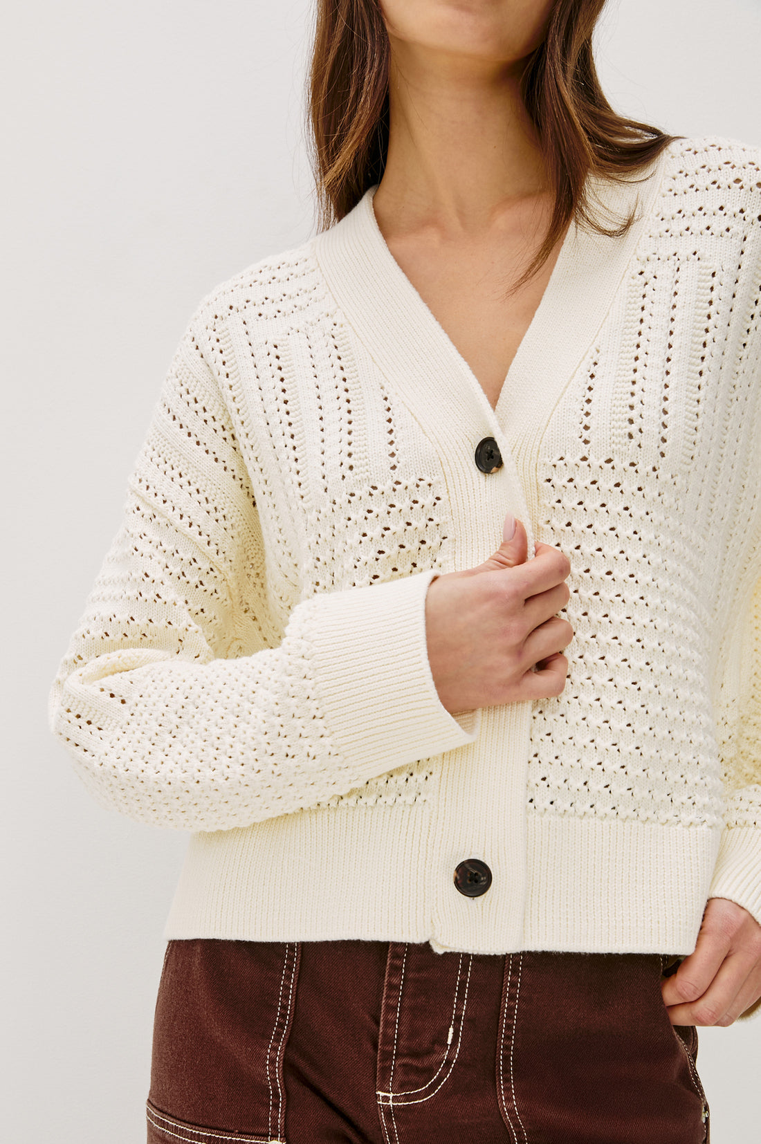 Geneva Cardigan Ivory Pointelle