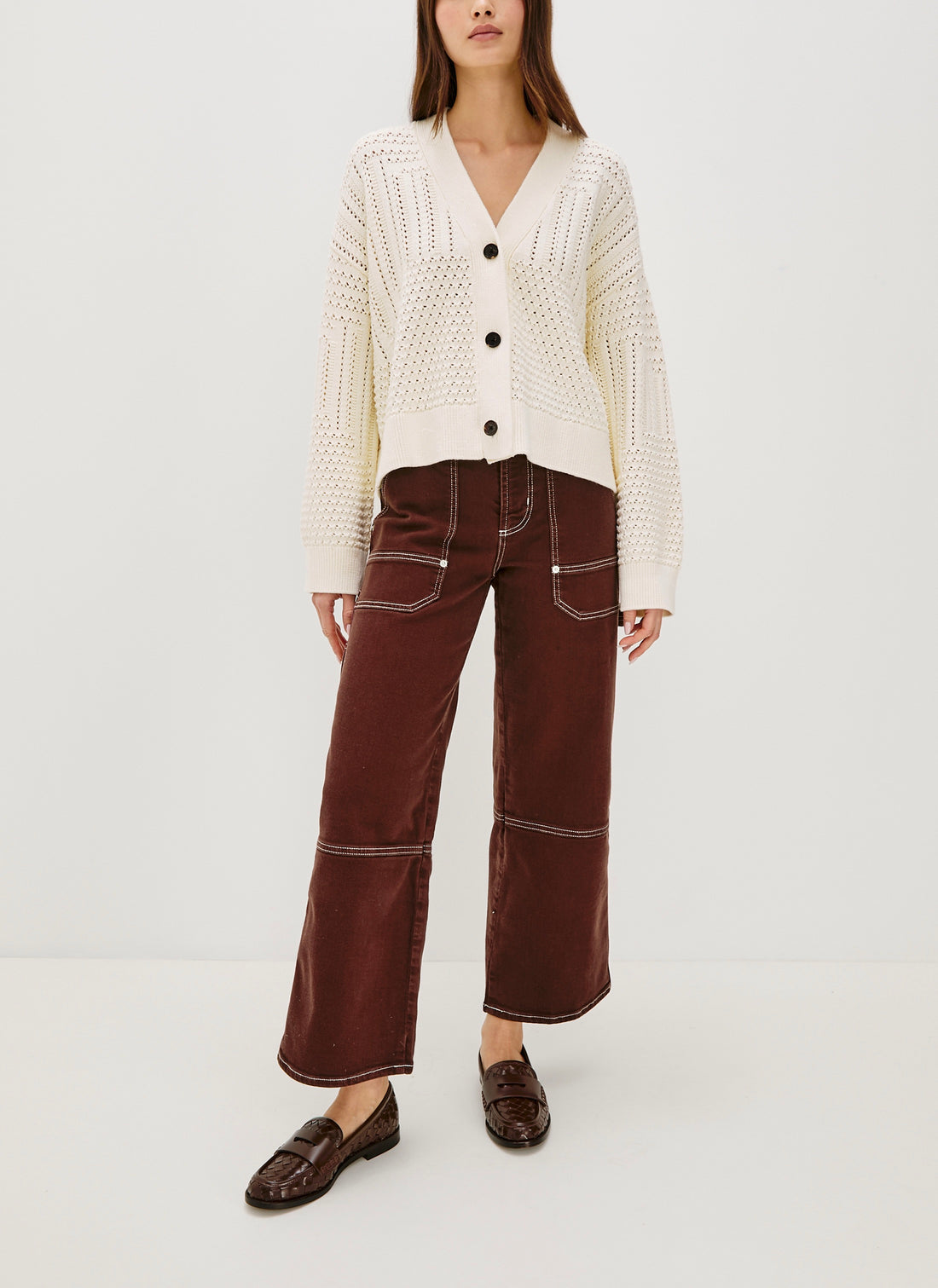 Geneva Cardigan Ivory Pointelle