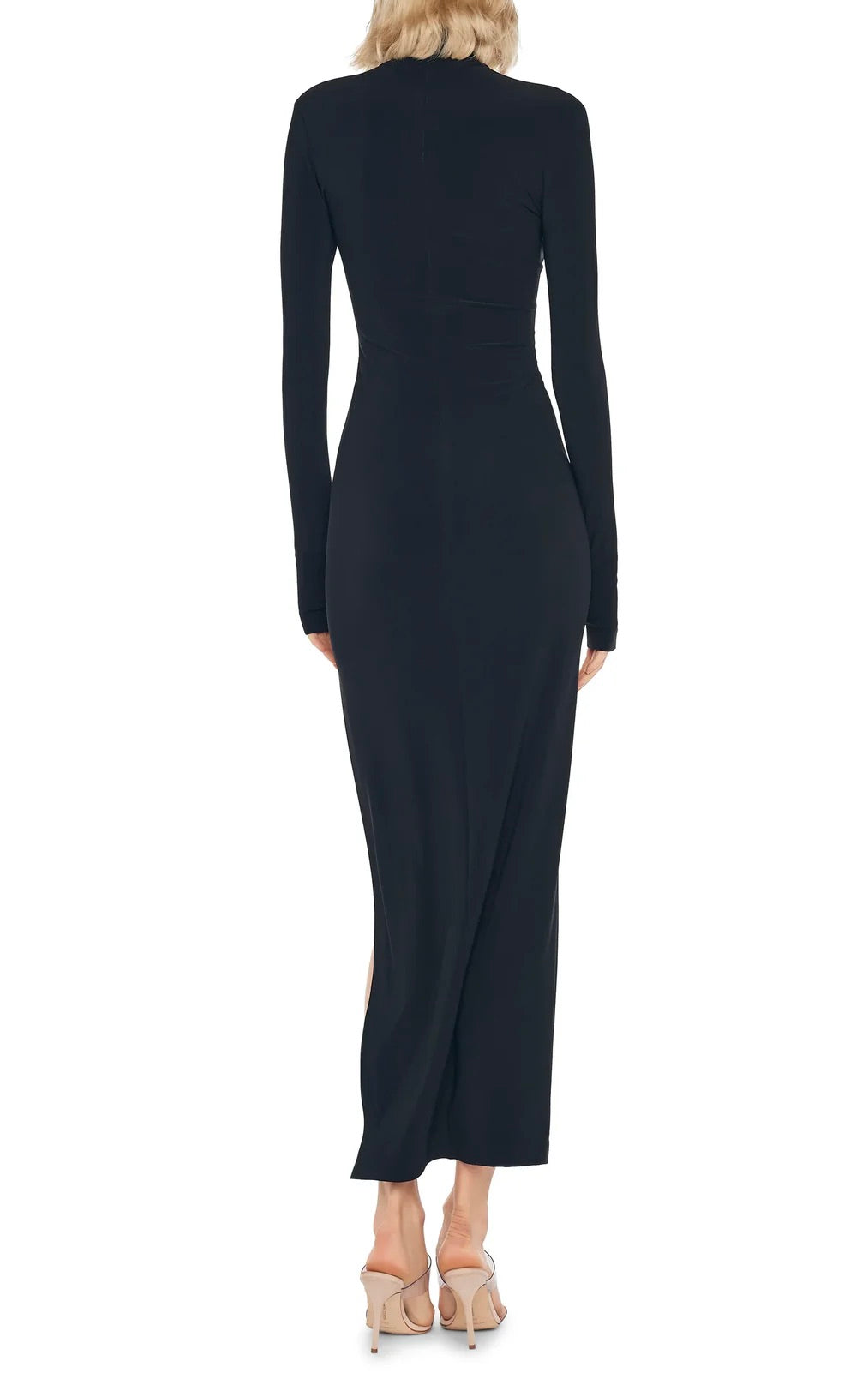 Long Sleeve Turtleneck Side Slit Gown