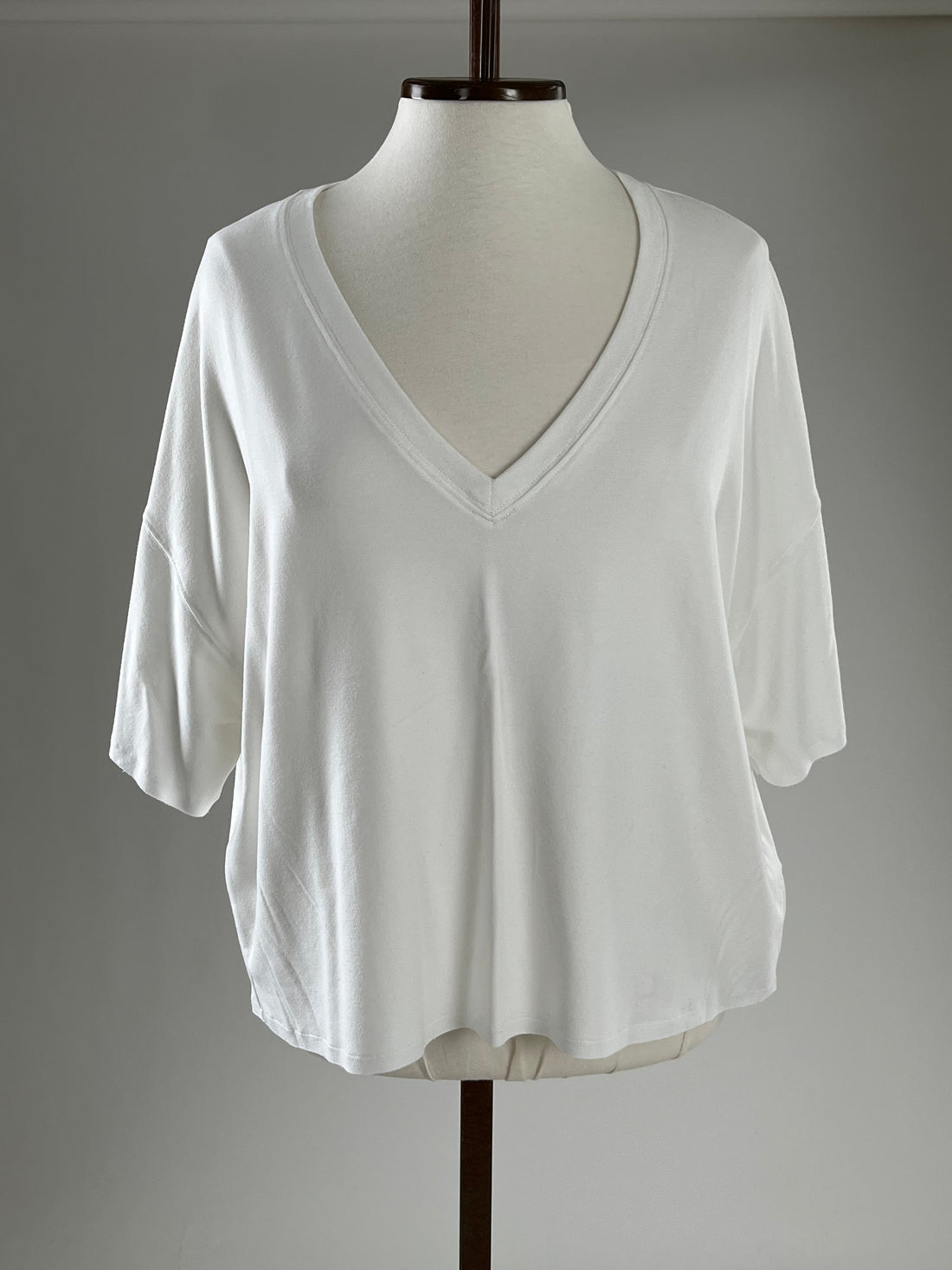 French Terry Relaxed Raw Edge V-Neck