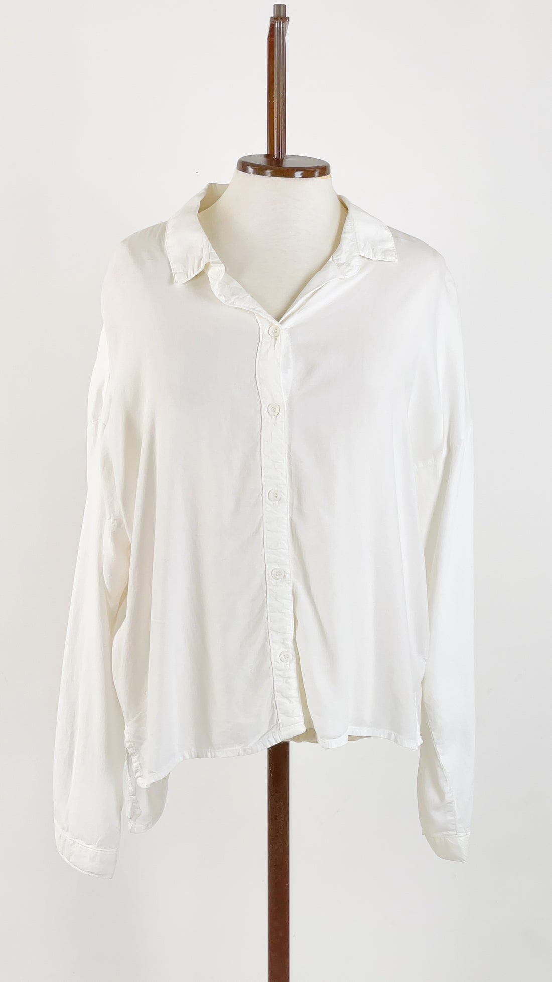 Long Sleeve High Low Hem Shirt White L