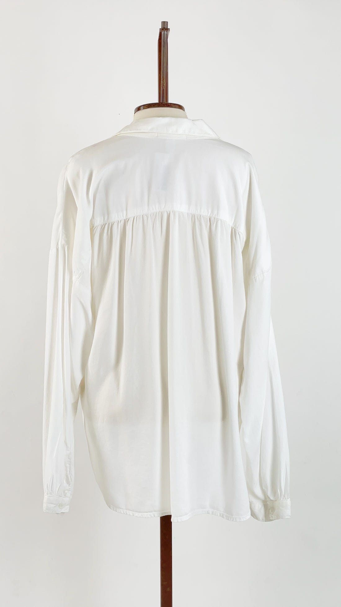 Long Sleeve High Low Hem Shirt White L