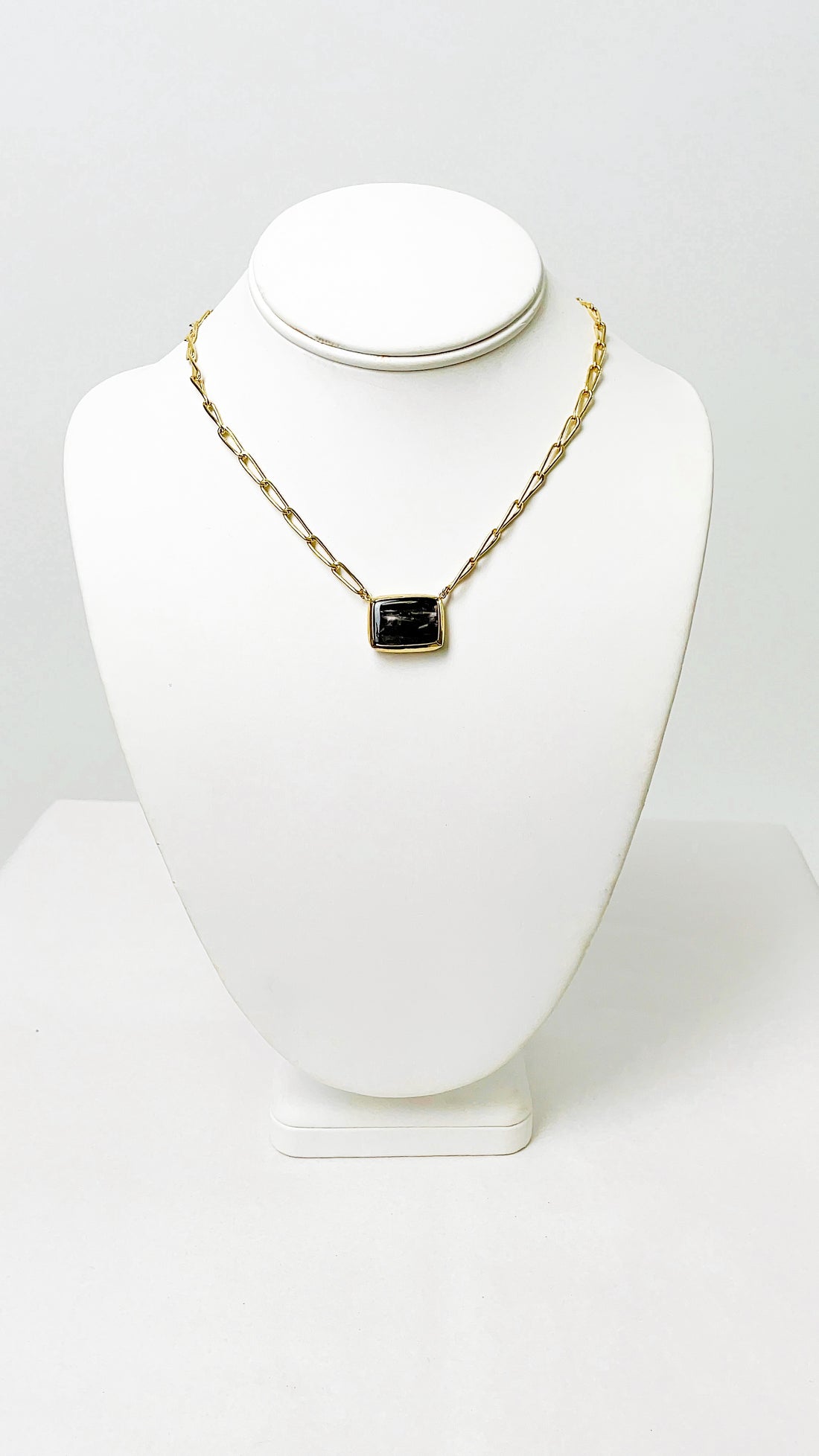 18K GP Rectangle Drop Necklace