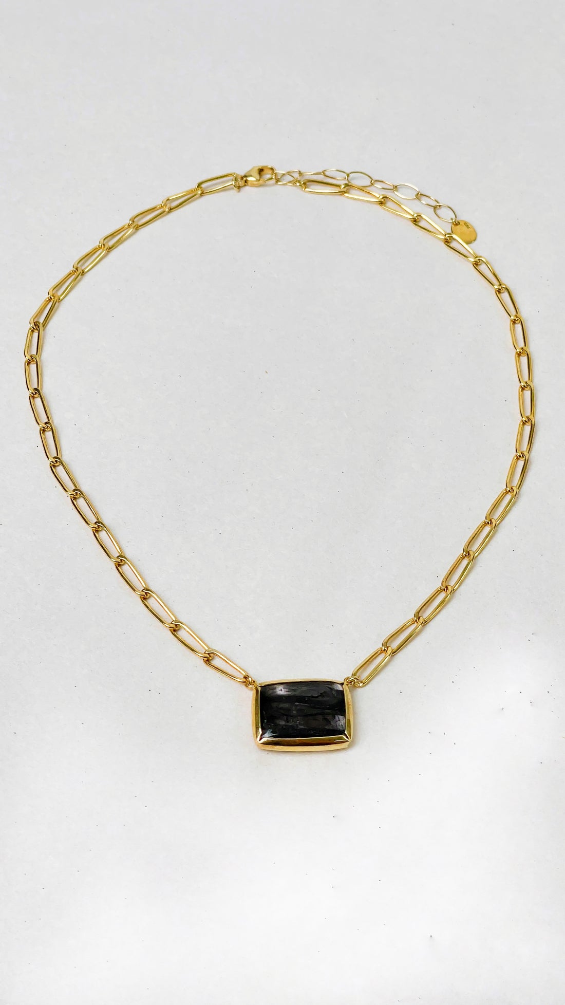 18K GP Rectangle Drop Necklace