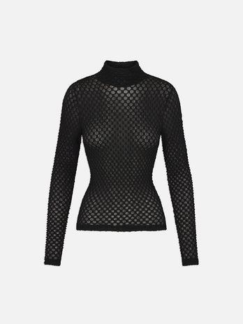 Mesh Lace Turtleneck Top