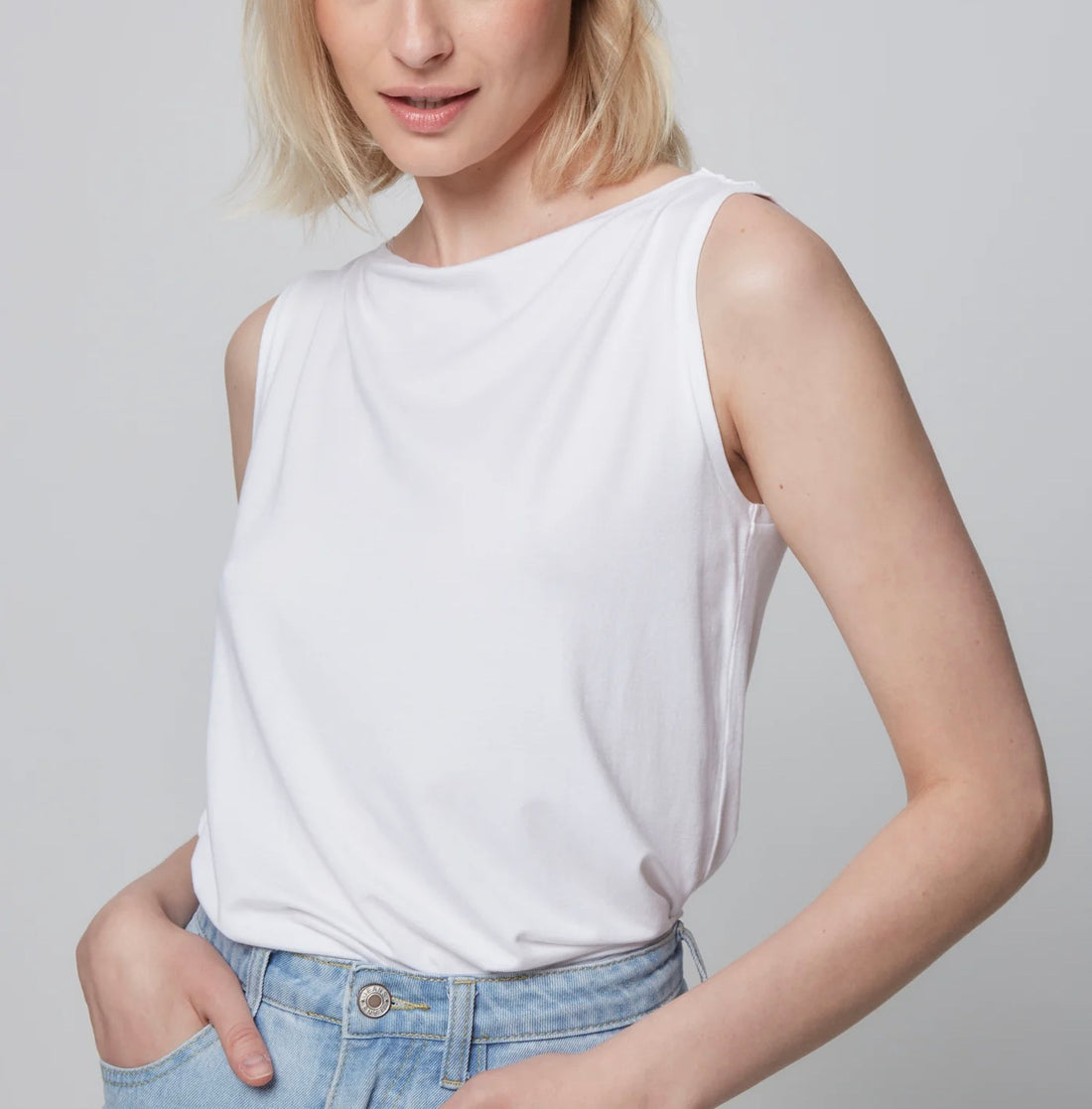 Soft Touch Semi Relaxed Boatneck Tank White