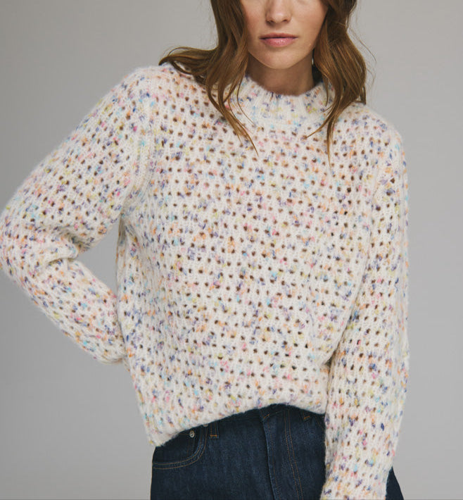 Mesh Stitch Confetti Crew Sweater