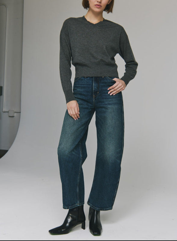 Long Sleeve High V Top