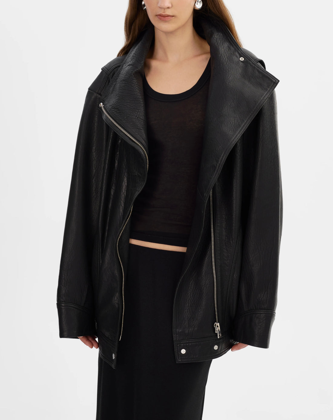 Ronja Leather Jacket In Black