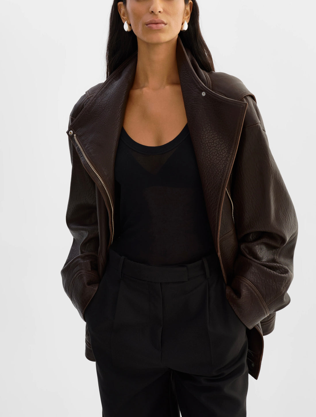 Ronja Leather Jacket In Brown