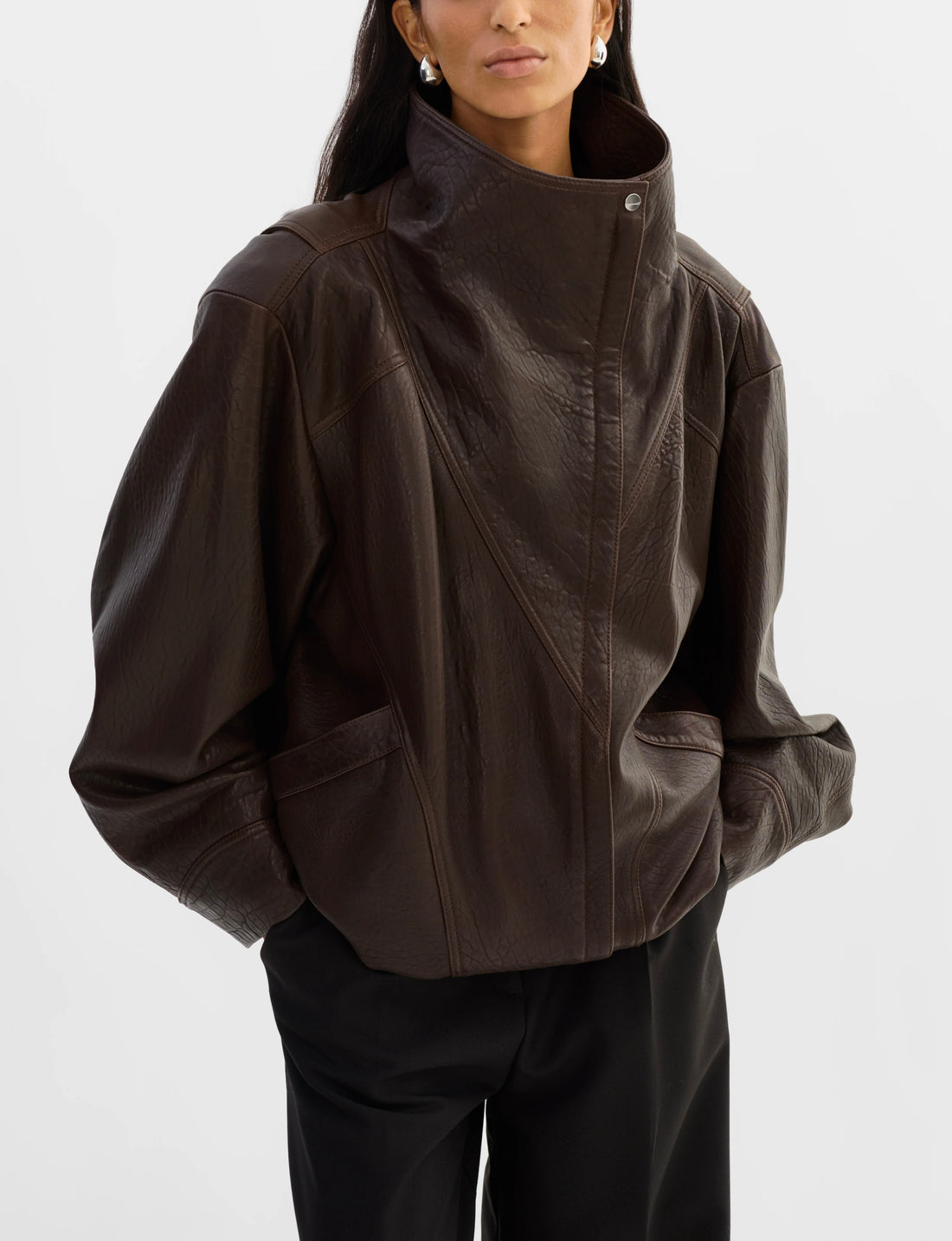 Ronja Leather Jacket In Brown