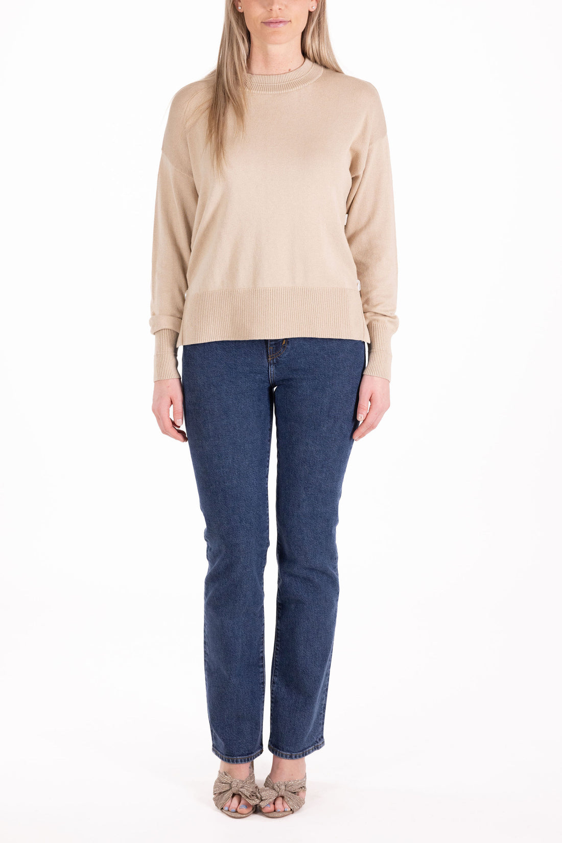 Madeline Button Placket Crew Sweater