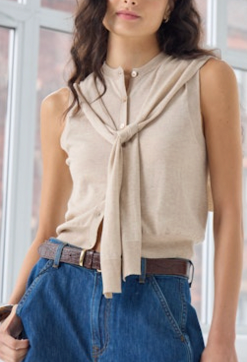 Vest With Tie Sleeves