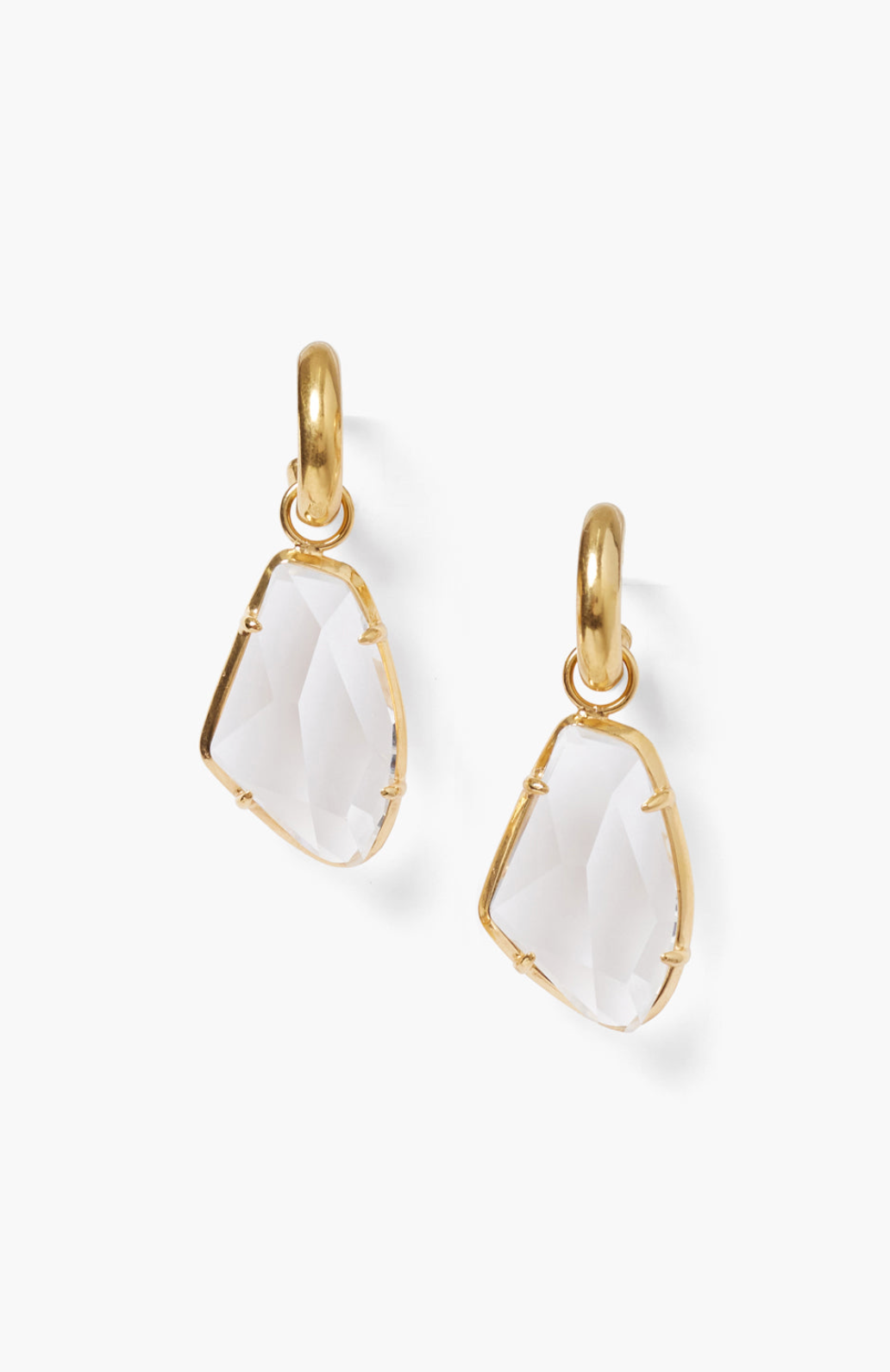 EARRING GOLD HOOP W/STONE