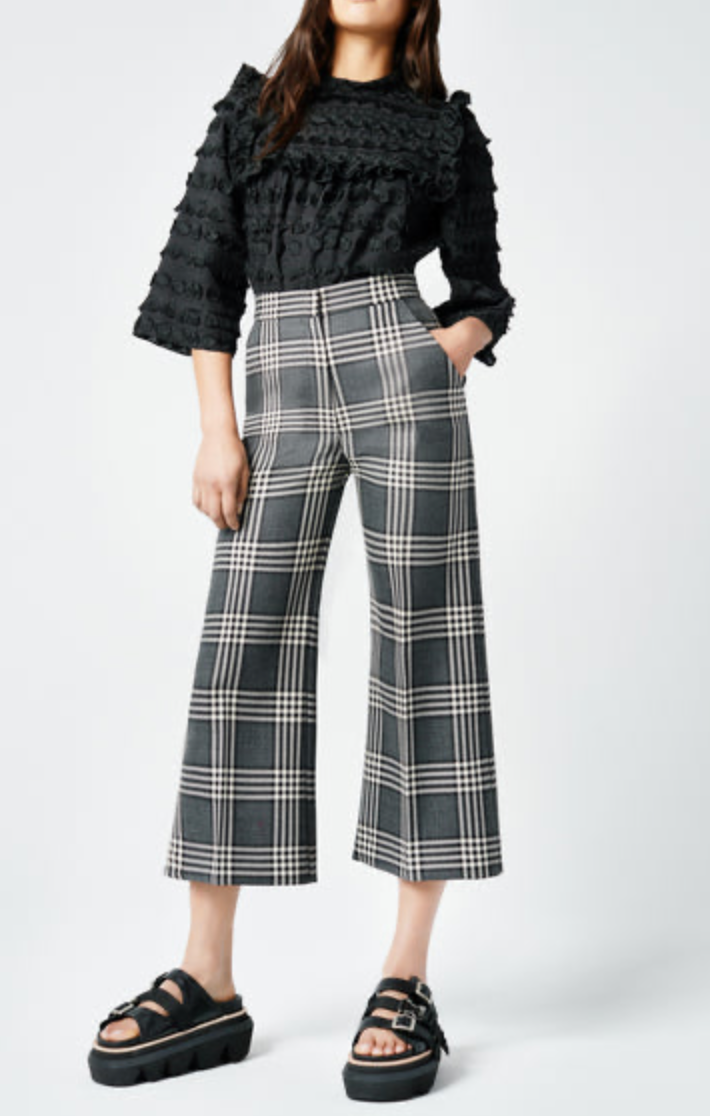 Wide Leg Culotte Plaid