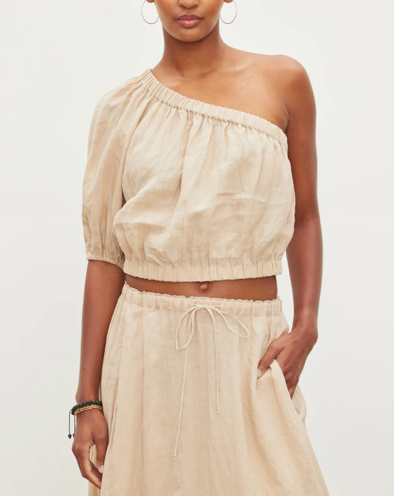 Laleen Woven One Shoulder Top