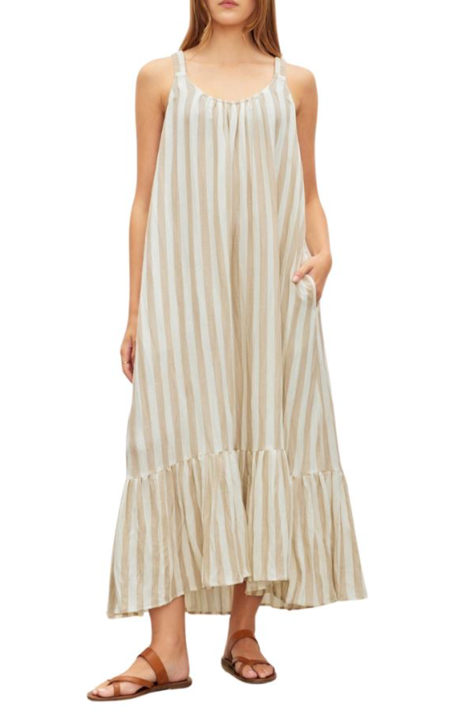 Meradith Stripe Linen Sleeveless Dress