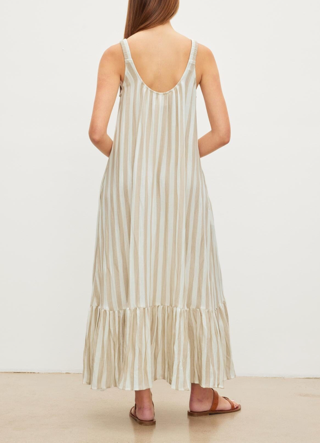 Meradith Stripe Linen Sleeveless Dress