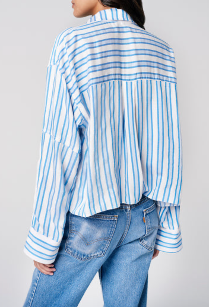 Button Sleeve Stripe Shirt