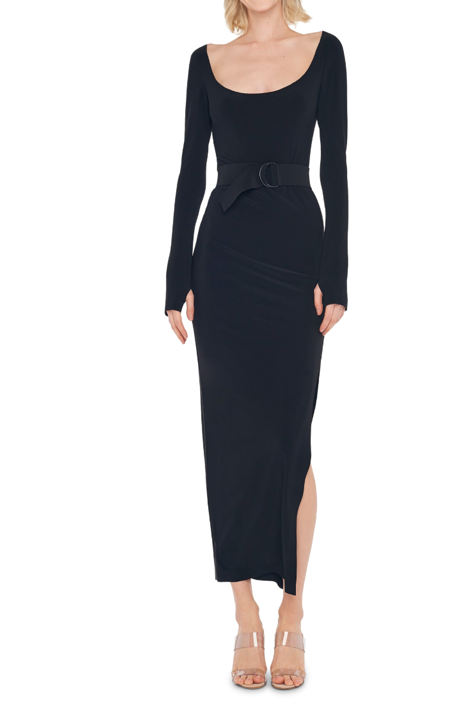 Deep Scoop NK Side Slit Gown