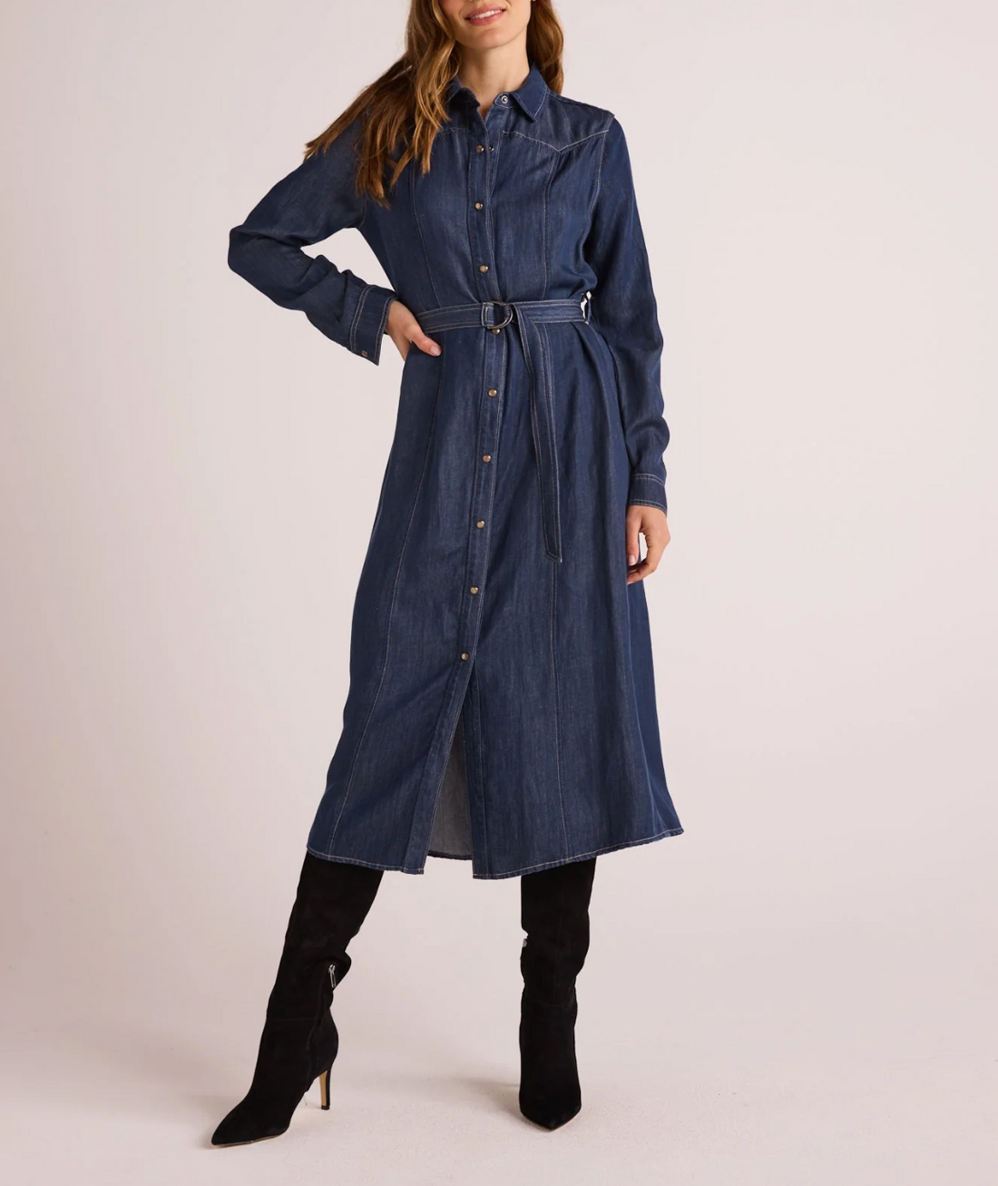 Western Yoke Midi Dress