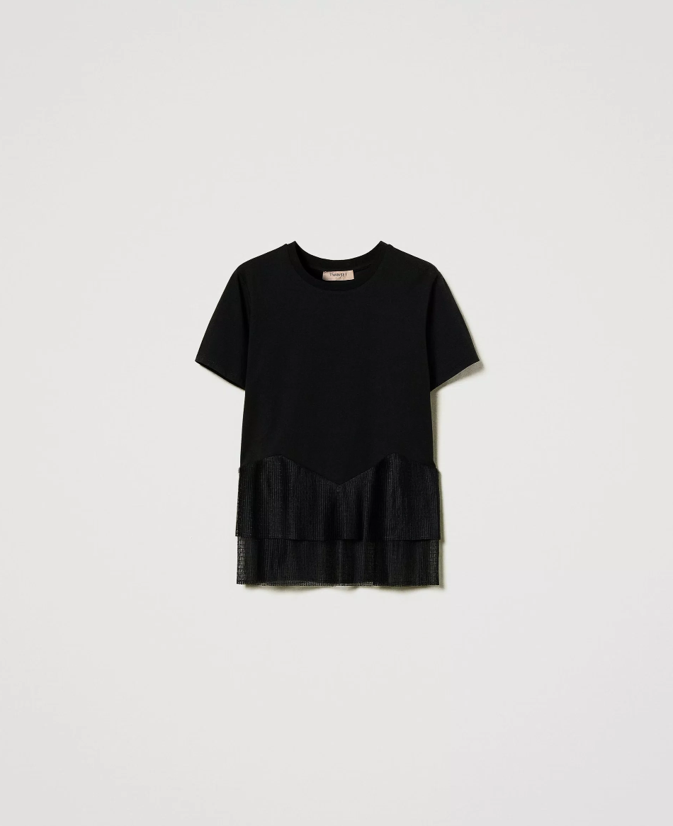 Knit Tee W/Tulle