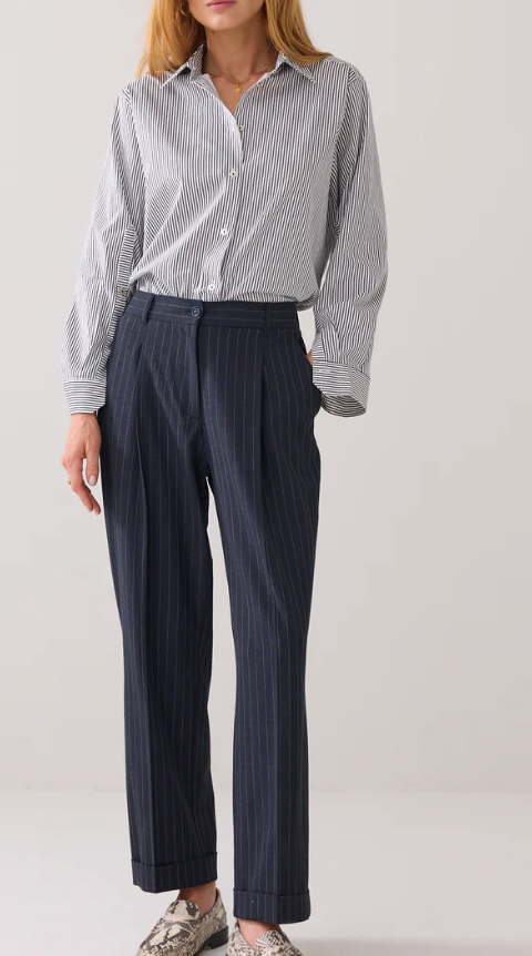 Pinstripe Pleated Trouser