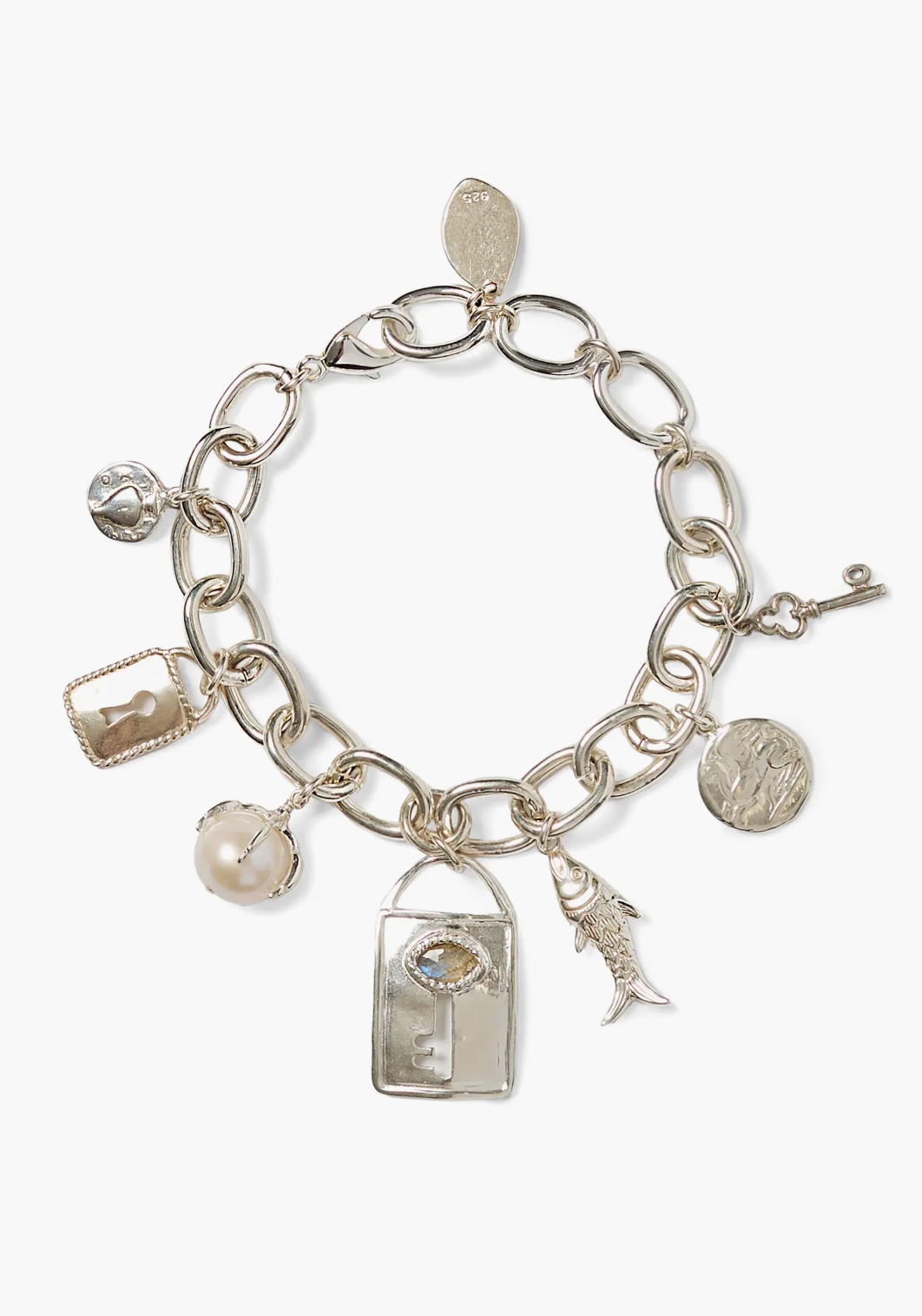 Lock And Key Charm Bracelet Silver