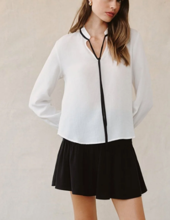 Contrast Trim Long Sleeve Pullover