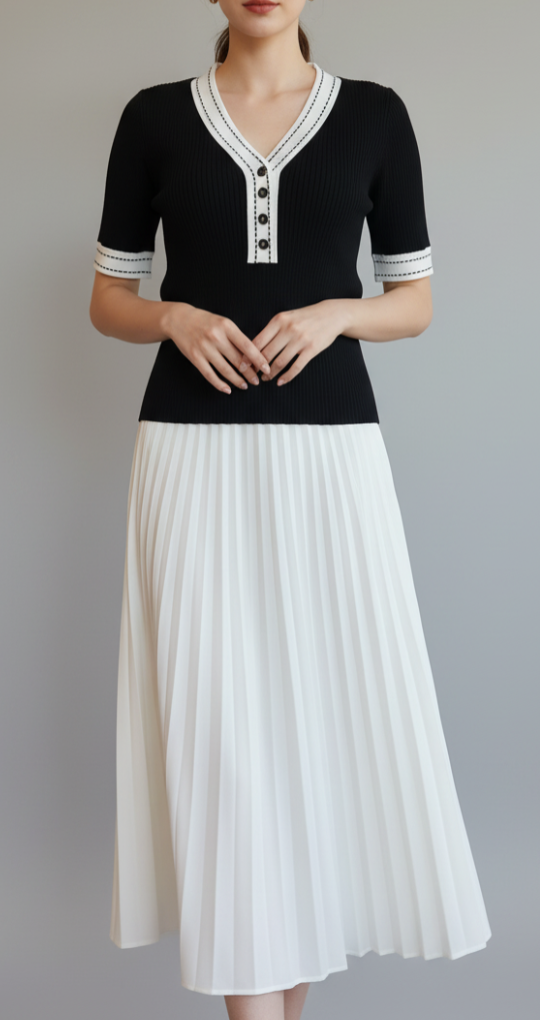 Rib Elbow Sleeve Henley