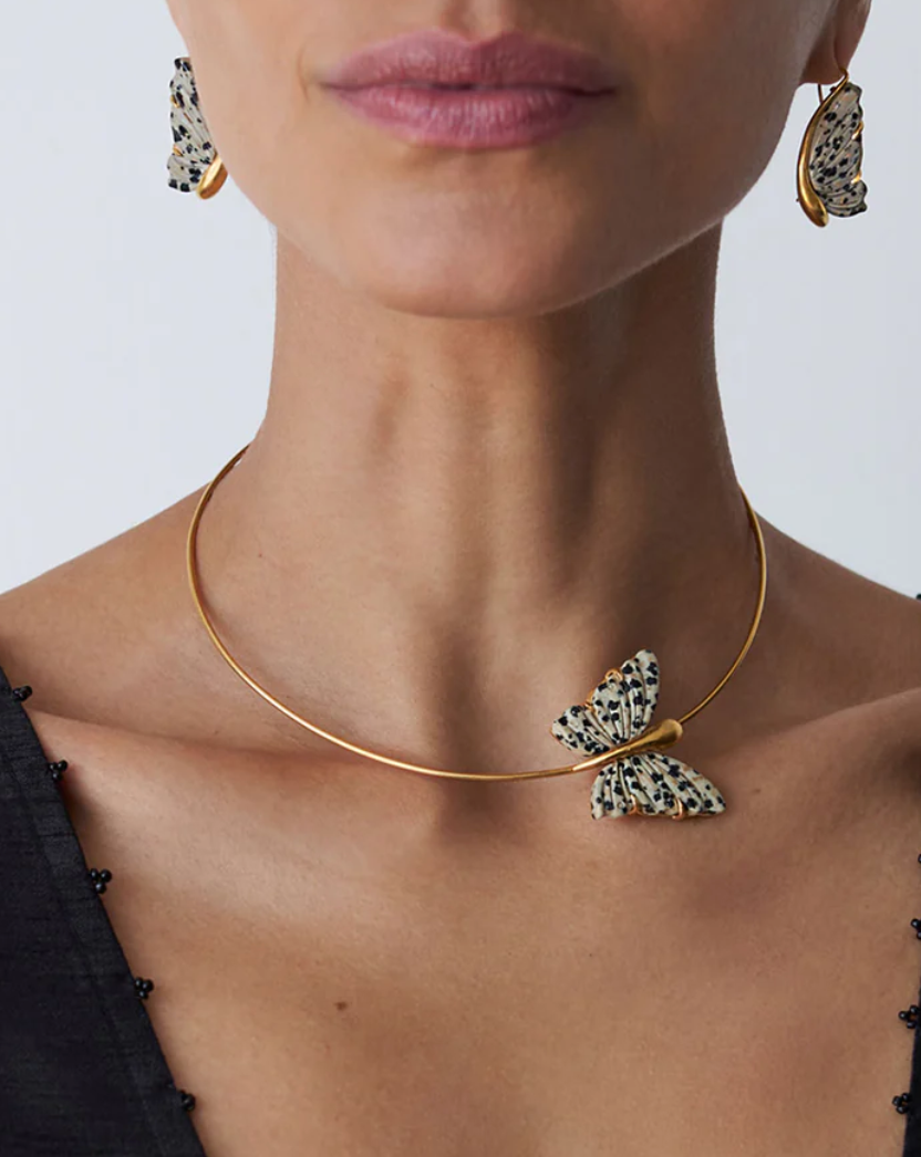 Floating Butterfly Collar Necklace Jasper