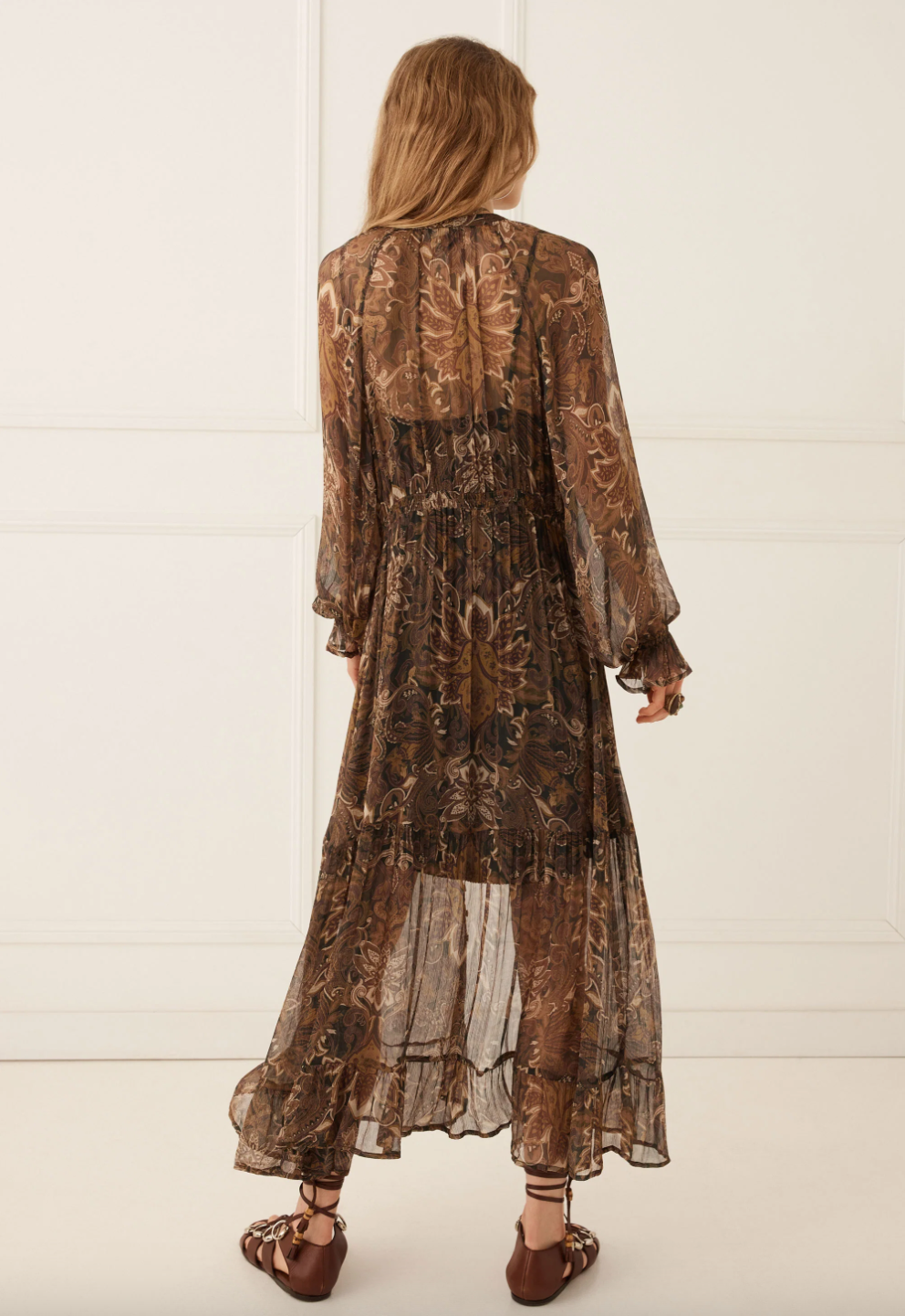 Damask Button Through Gown