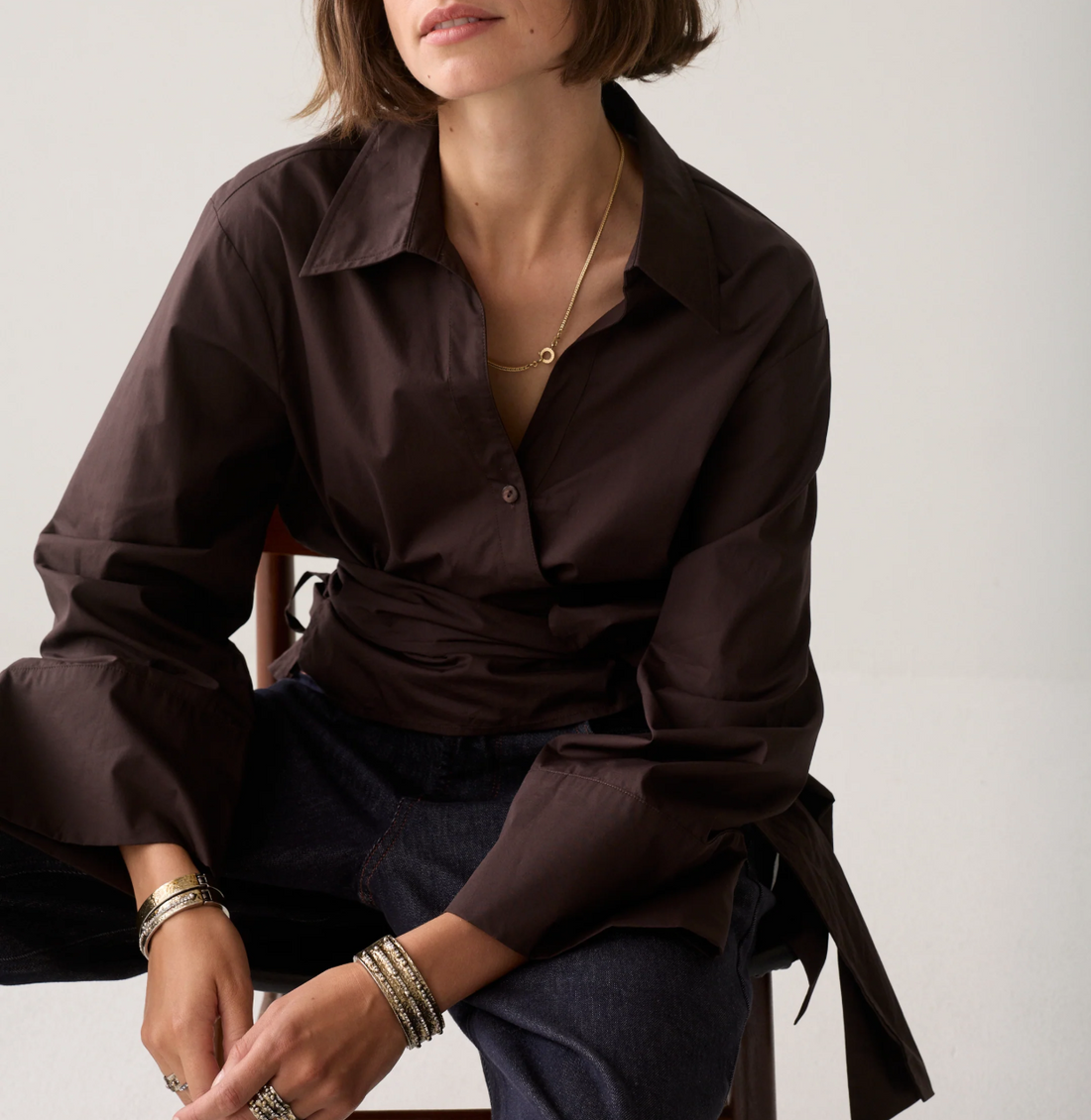 Wrap Blouse In Chocolate