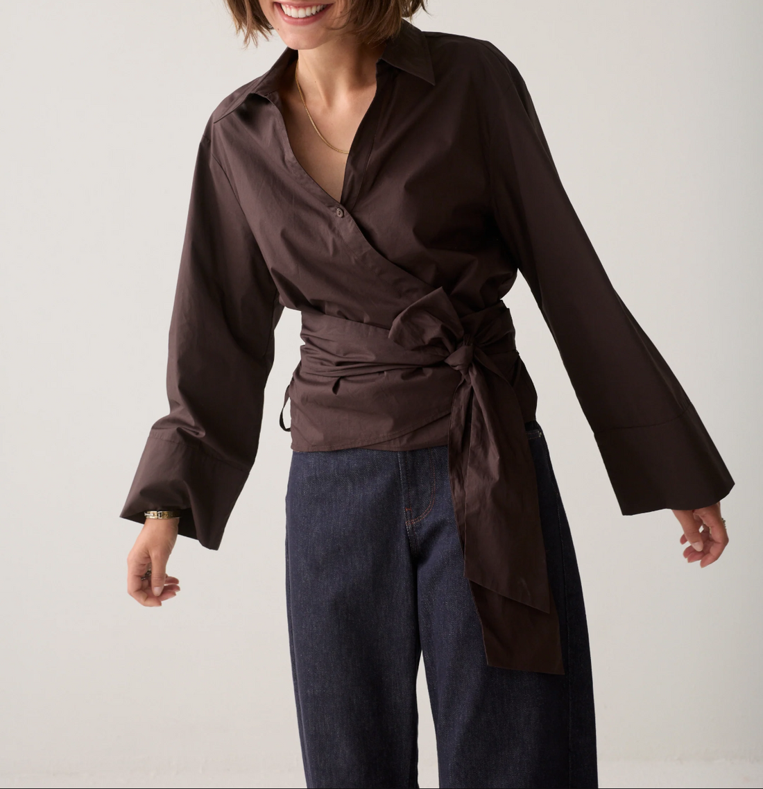 Wrap Blouse In Chocolate