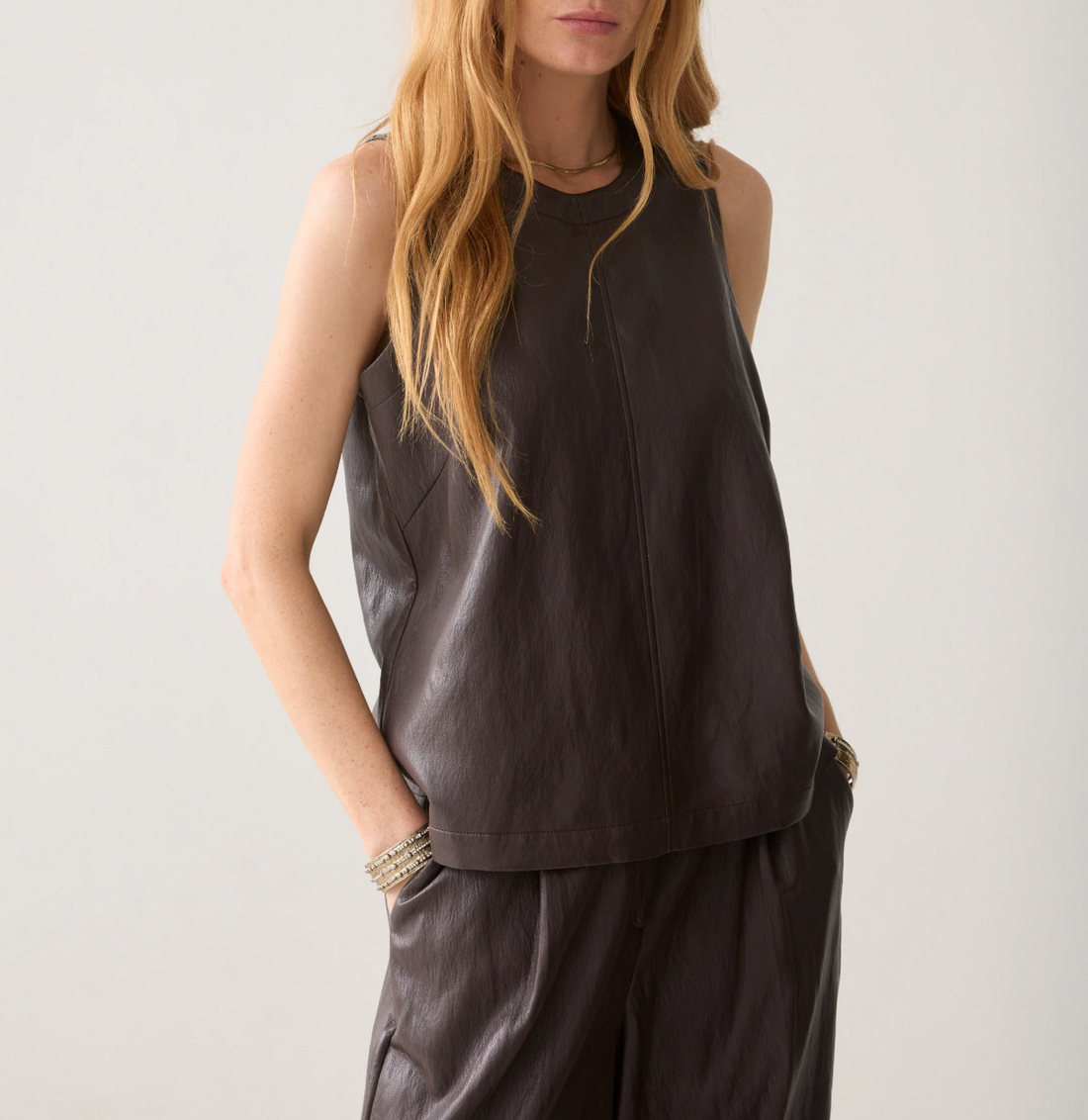 Faux Leather Top