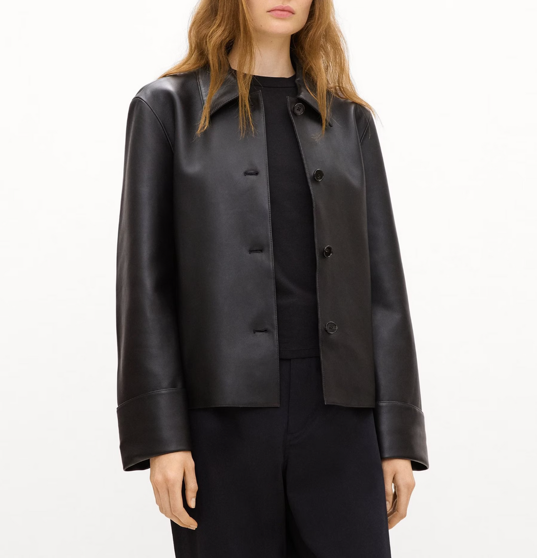 Cuffed Leather Jacket