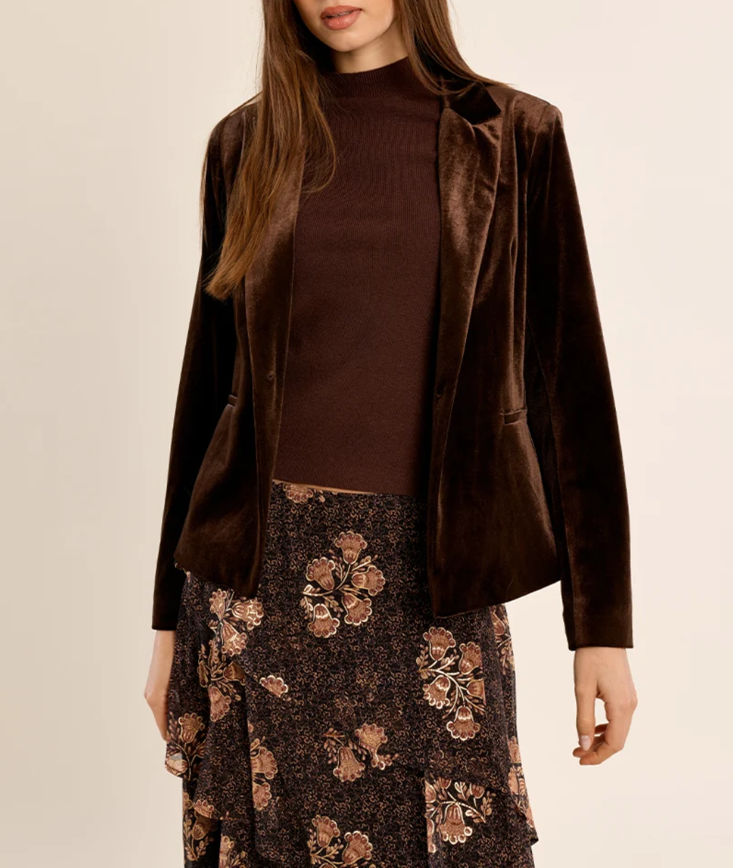 Crop Velvet Blazer