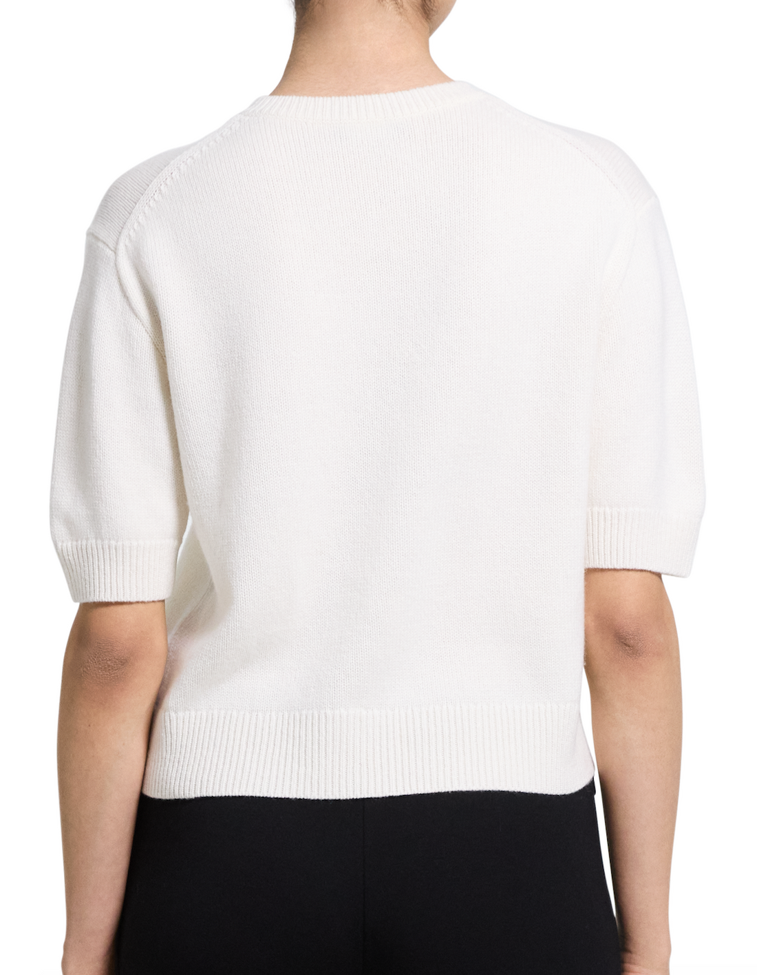Ivory Cropped V-Neck Tee
