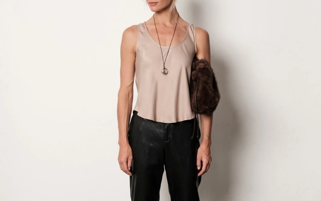 Scoop Neck Tank In Khaki
