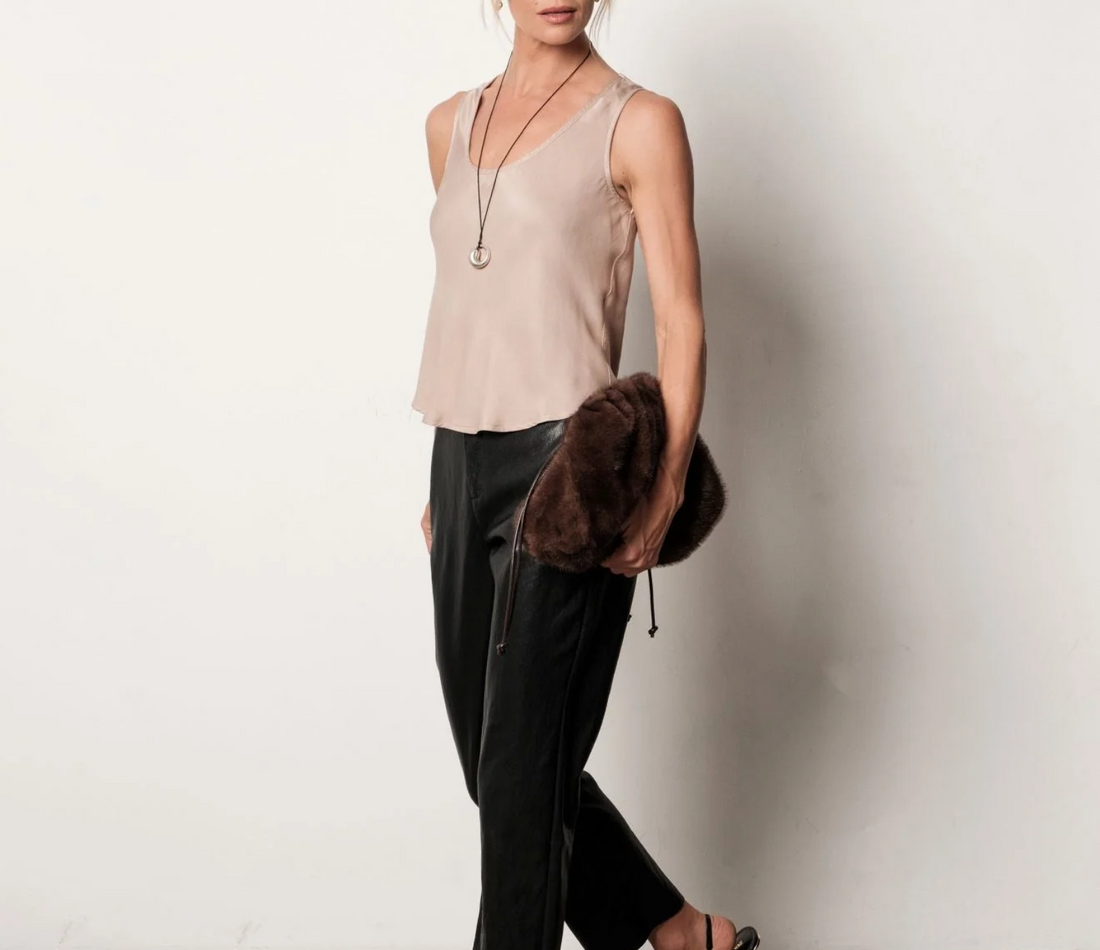 Scoop Neck Tank In Khaki