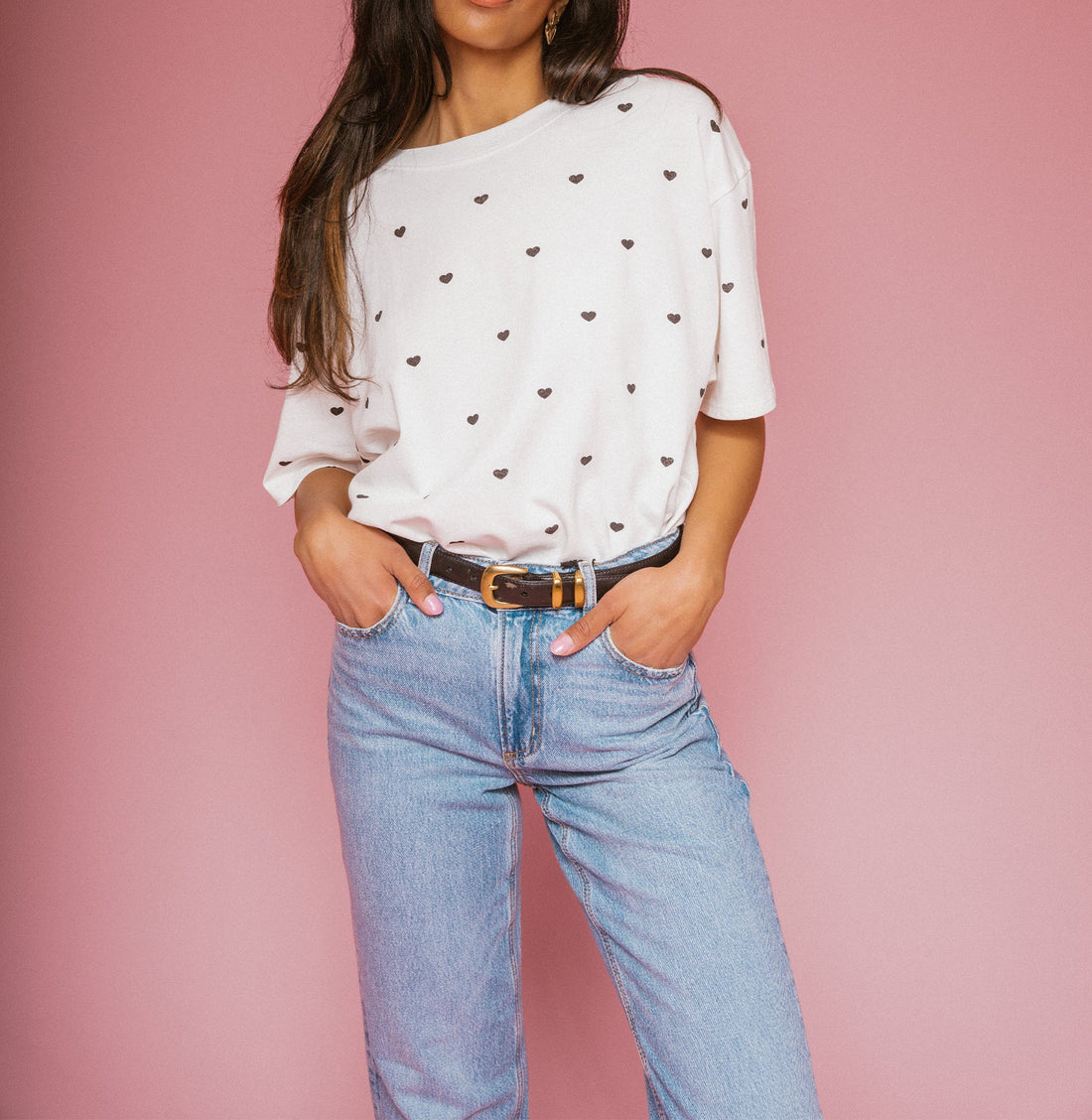 All Over Tiny Heart Oversized Boxy Tee (CNCR/BLK)