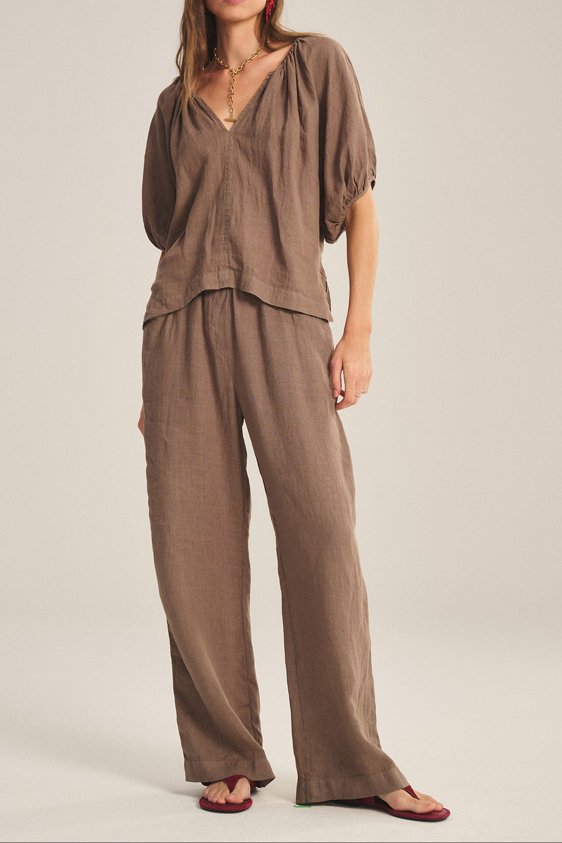 Lola Linen Pant In Mudslide