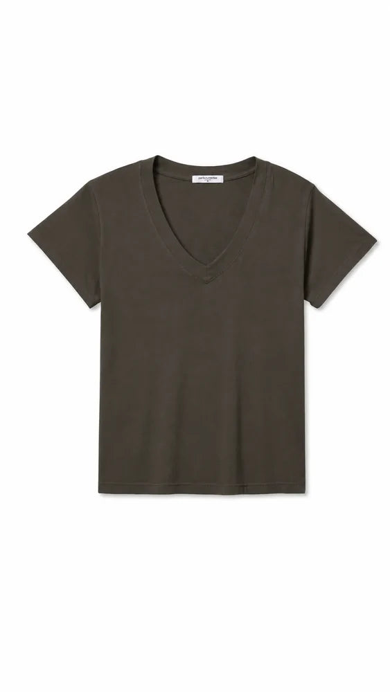 Hendrix V Neck Tee in Dark Olive