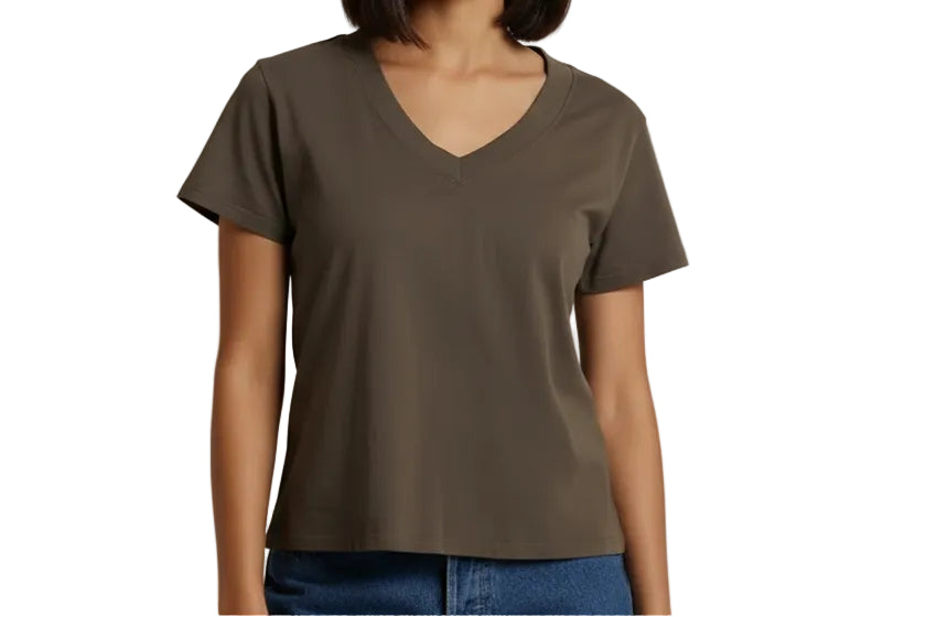 Hendrix V Neck Tee in Dark Olive