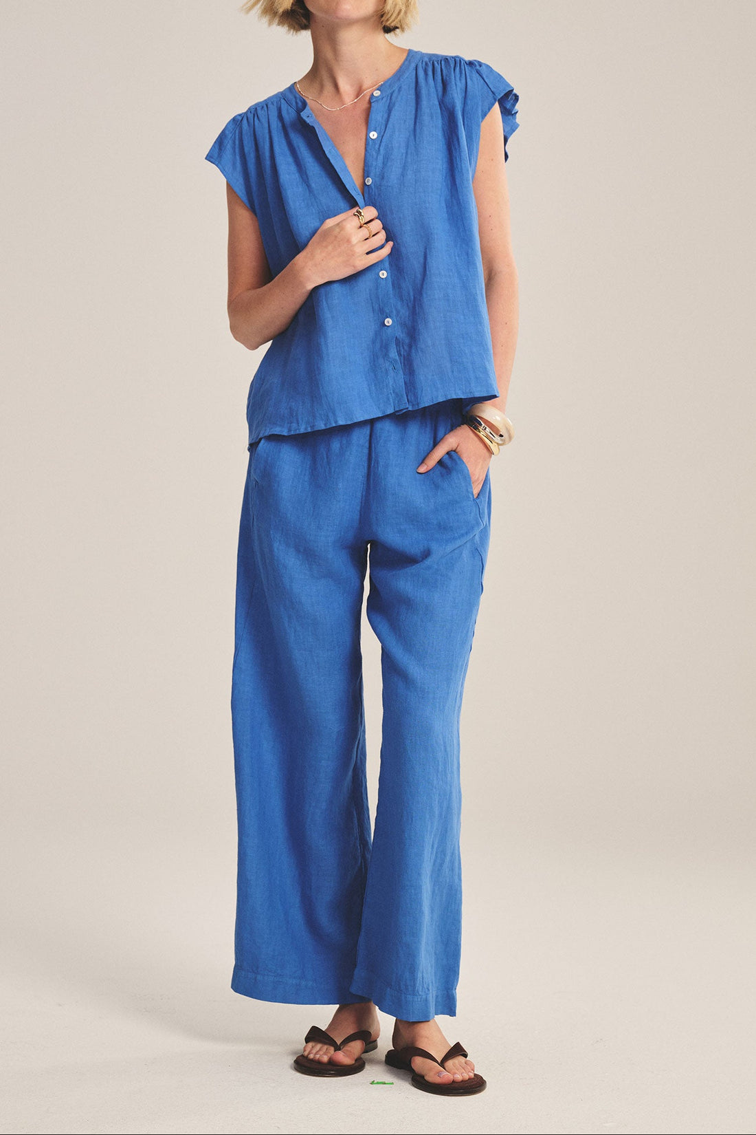 Lola Linen Pant In Blue