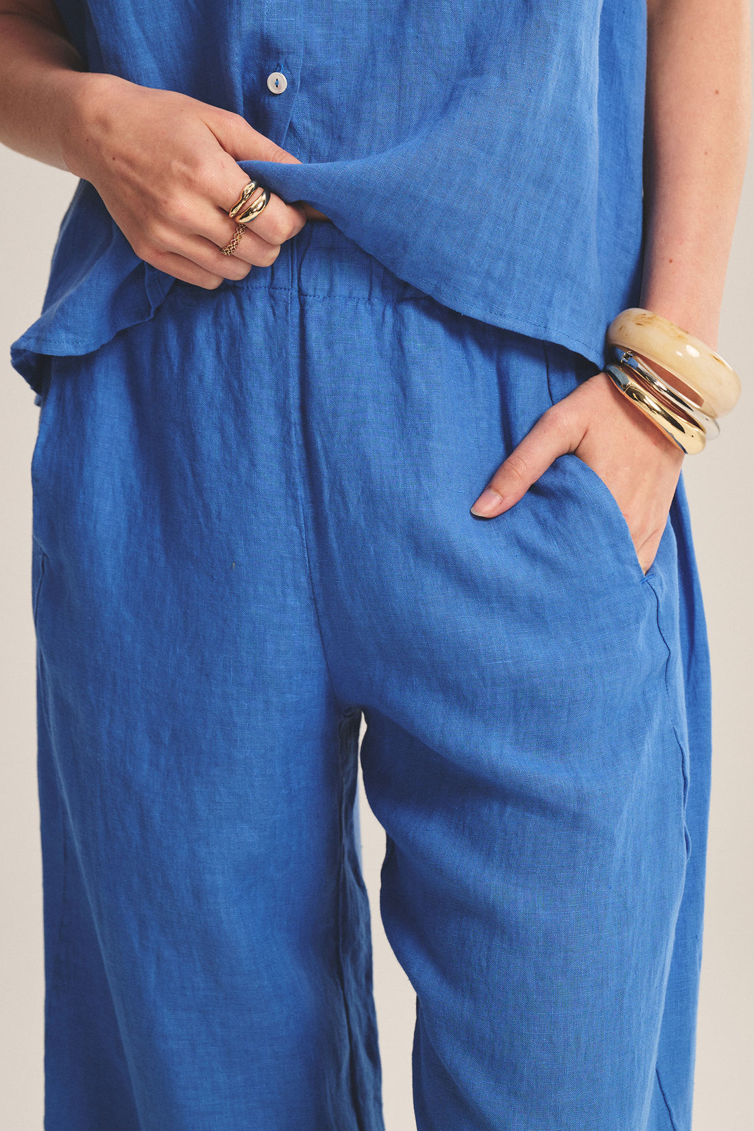 Lola Linen Pant In Blue