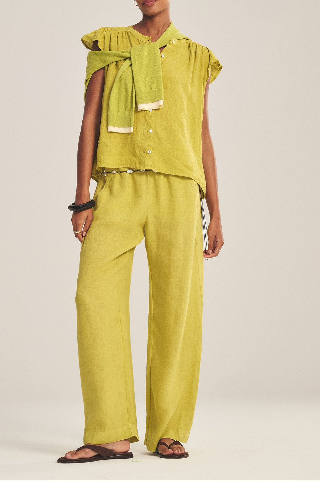 Lola Linen Pant In Citron