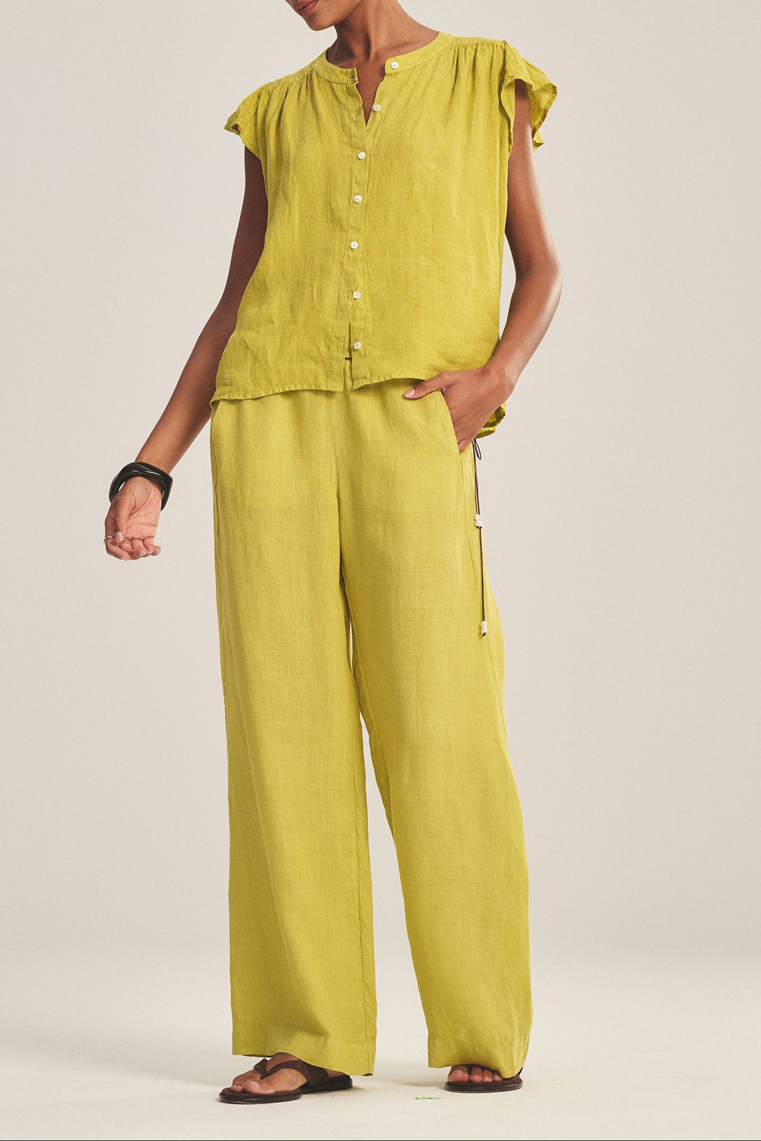 Lola Linen Pant In Citron