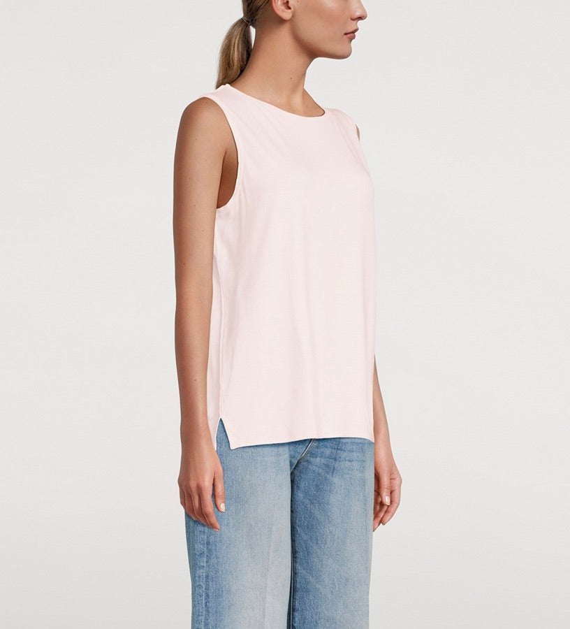 Soft Touch Semi Relaxed Boatneck Tank Petal